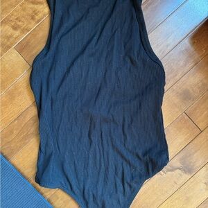 Wilfred Black ribbed high neck/low back bodysuit (S)
